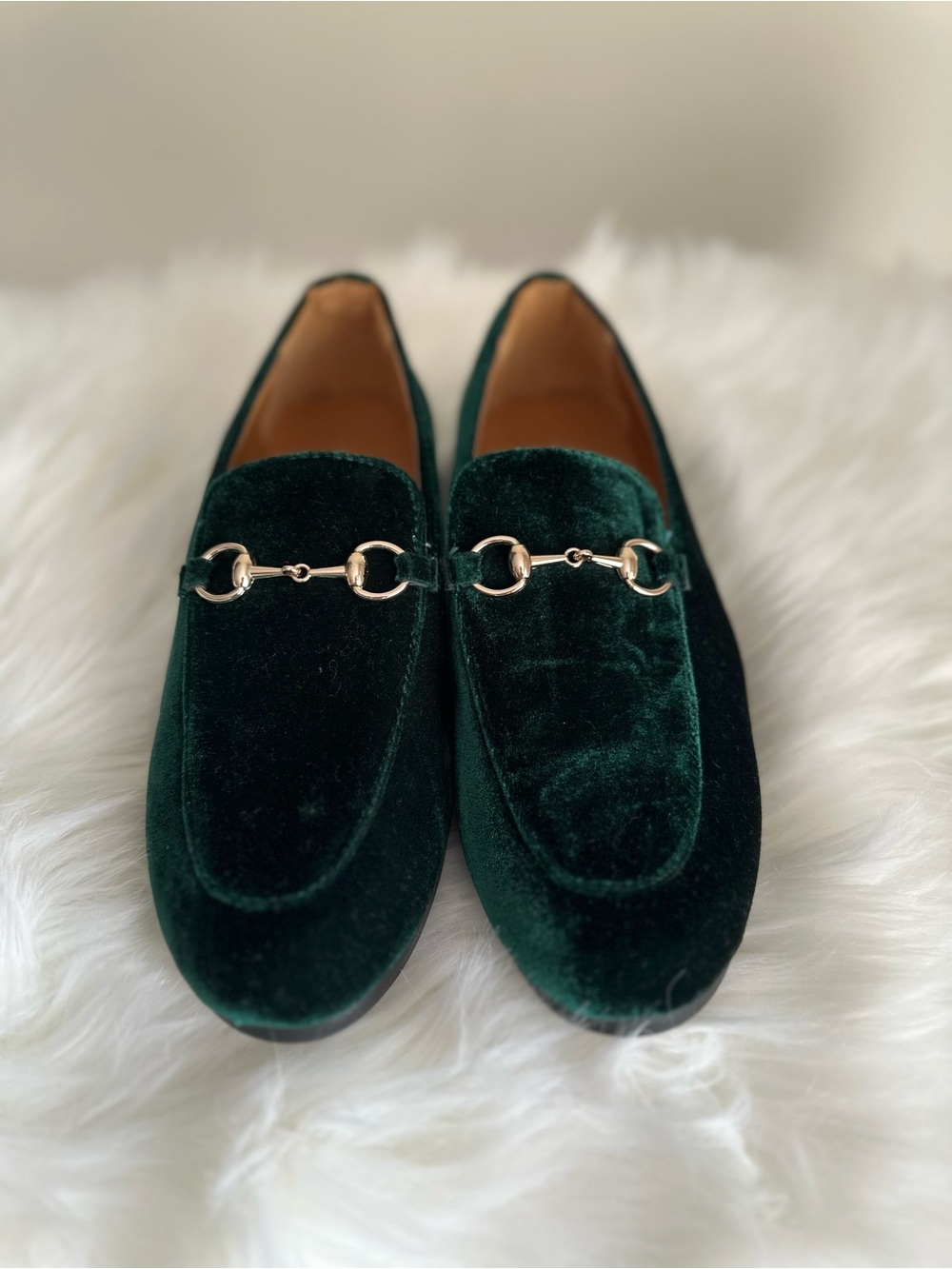 Romano Dark Green Velvet Kids Loafers with Gold Horsebit